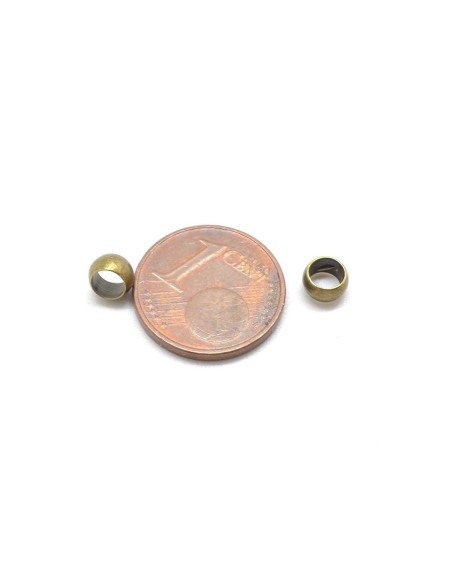 Perle à écraser en métal de couleur bronze 5mm à gros trou
