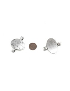 Perle Connecteur ovale incurvé martelé en métal argenté pour cordon cuir de 5mm 2