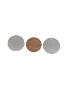 Breloque sequin, pastille en acier inoxydable argenté 18mm 2