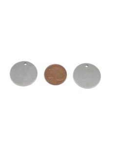Pendentif sequin, pastille, médaille en acier inoxydable argenté 20mm 2