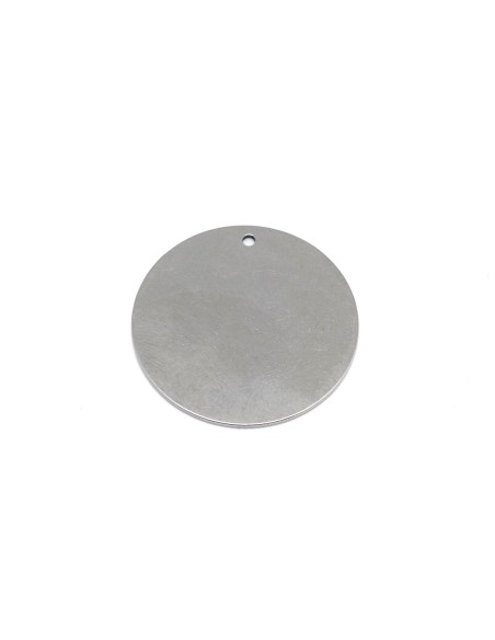 Pendentif rond 35mm argenté en acier inoxydable