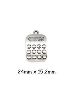 Breloque calculatrice en métal argenté