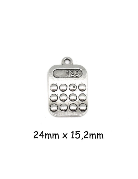 Breloque calculatrice en métal argenté