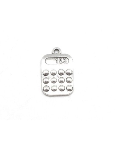 Pendentif calculatrice en métal argenté