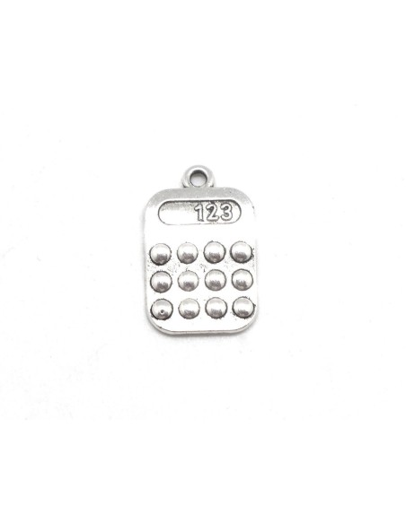 Pendentif calculatrice en métal argenté