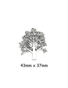 Pendentif arbre de vie en métal argenté ajouré 43mm