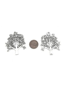 Pendentif arbre de vie en métal argenté ajouré 43mm 2