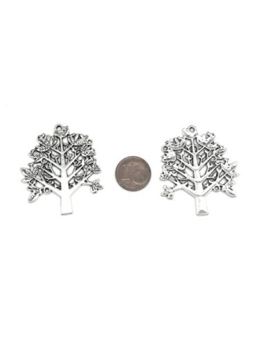 Pendentif arbre de vie pas cher en métal argenté ajouré 43mm