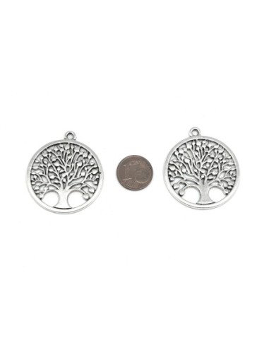 Médaillon arbre de vie en métal argenté 38mm