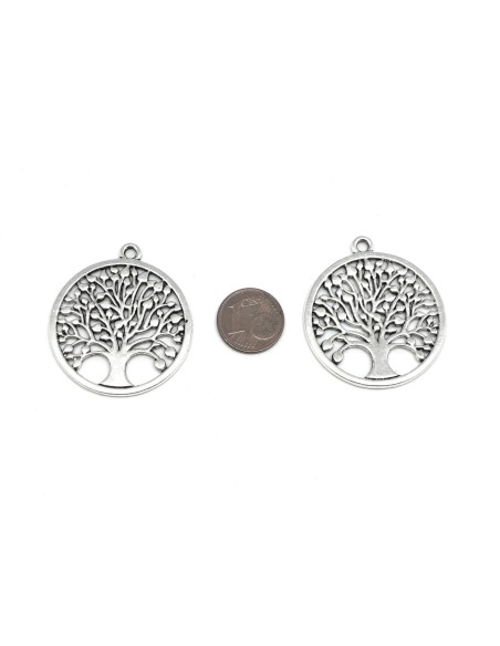Médaillon arbre de vie en métal argenté 38mm
