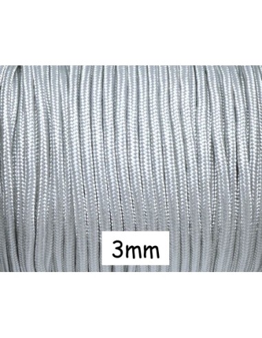 Paracorde 3mm cordon nylon tressé corde nylon gainé gris clair