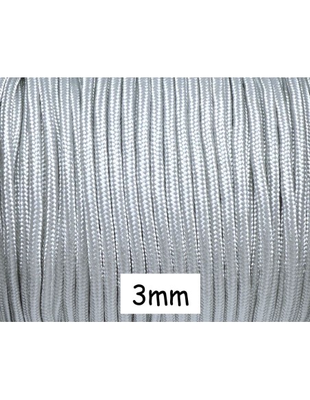 Paracorde 3mm cordon nylon tressé corde nylon gainé gris clair