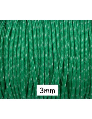 Paracorde 3mm cordon nylon tressé corde nylon gainé bicolore vert herbe et blanc cassé