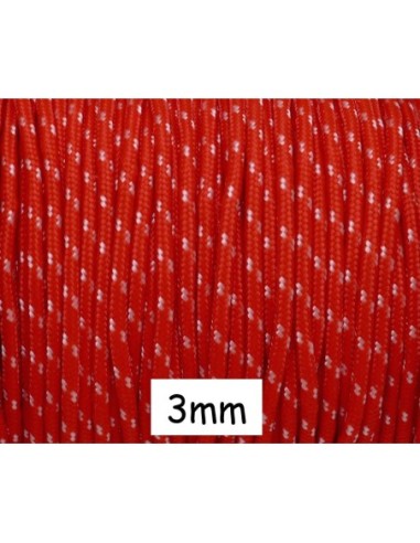 Paracorde 3mm cordon nylon tressé corde nylon gainé bicolore rouge et blanc