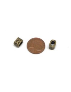 Perle Slide pour lanière cuir de 5mm martelé en métal de couleur bronze 2