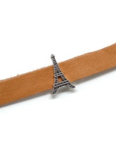Perle argenté passant tour eiffel pour lanière cuir de 10mm en métal 2