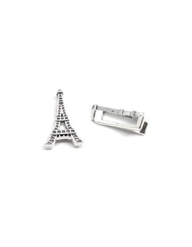 Perle Tour Eiffel pour lanière cuir de 10mm en métal