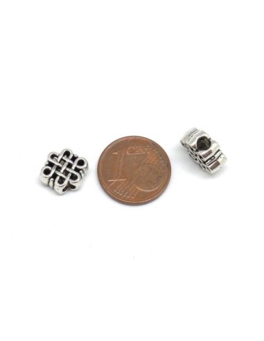 Perle à gros trou pour cordon de 3mm style celtique en métal argenté