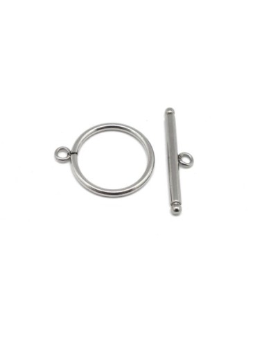 Fermoir argenté toggle en acier inoxydable 22mm