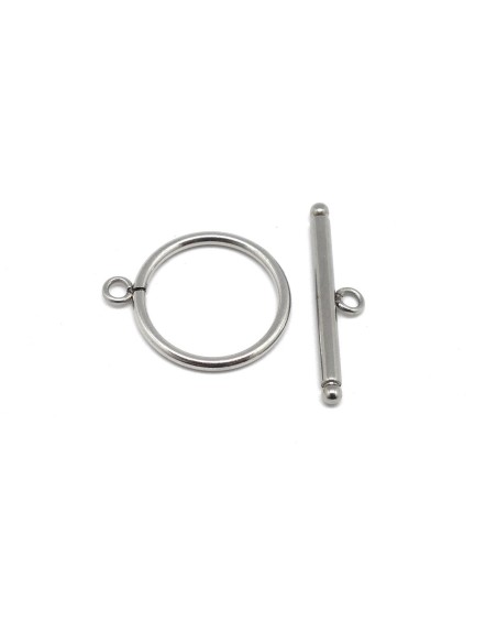 Fermoir argenté toggle en acier inoxydable 22mm