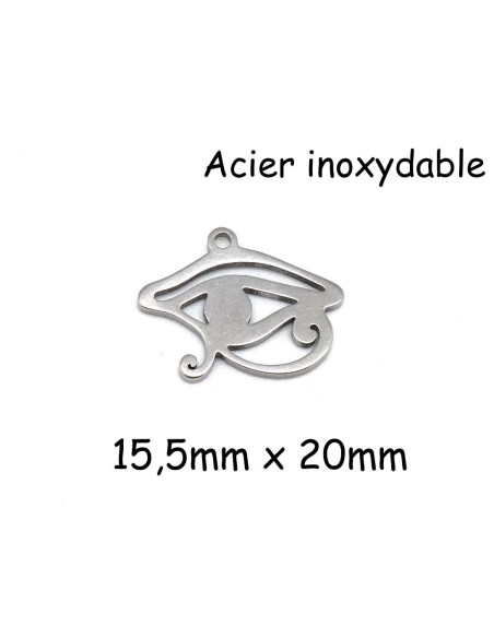 Pendentif oeil Egyptien, oeil d'Horus en acier inoxydable 20mm