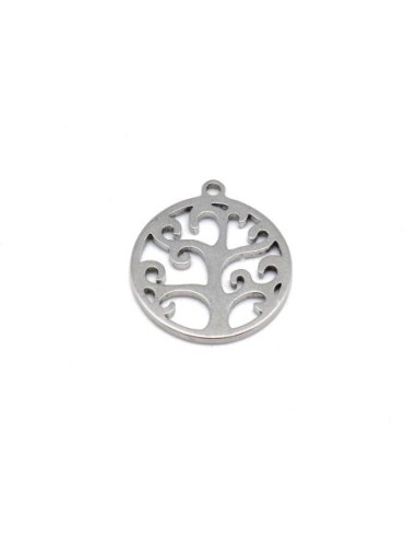 Pendentif arbre de vie argenté en acier inoxydable 20mm
