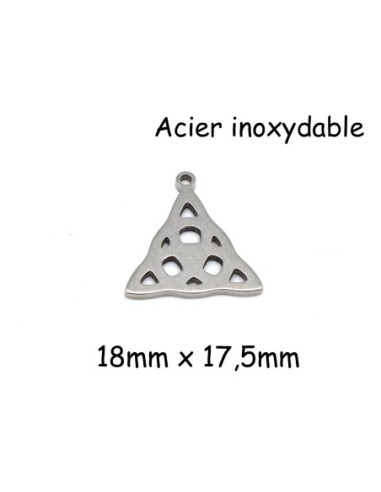 Breloque triangle motif celtique argenté en acier inoxydable 18mm