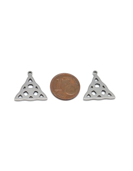 Charm triangle motif celtique argenté en acier inoxydable 18mm