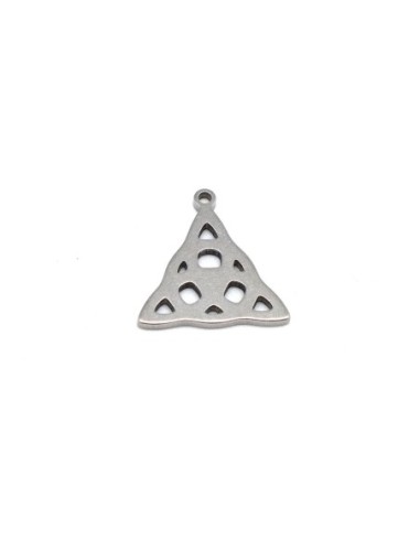 Pendentif triangle motif celtique argenté en acier inoxydable 18mm