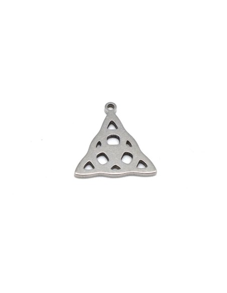 Pendentif triangle motif celtique argenté en acier inoxydable 18mm