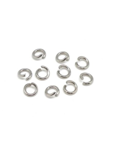 Anneau ouvert en acier inoxydable argenté 5mm x 1mm, épais résistant
