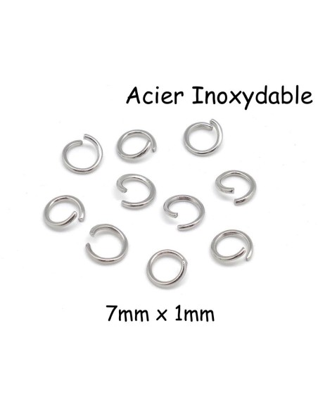Anneau de jonction épais en acier inoxydable argenté 7mm x 1mm