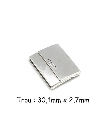 Fermoir aimanté manchette 30mm pour bracelet multirangs en métal argenté vieilli