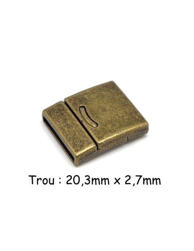 Fermoir aimanté manchette 20mm pour bracelet multirangs en métal de couleur bronze