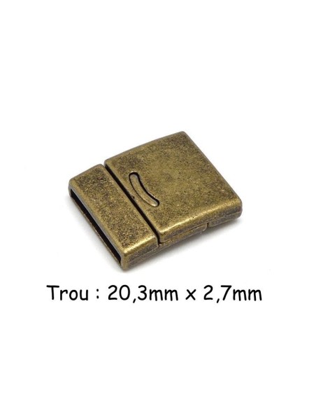 Fermoir aimanté manchette 20mm pour bracelet multirangs en métal de couleur bronze