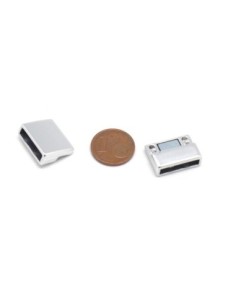 Fermoir magnétique rectangle pour lanière de 13mm en métal argenté satiné 2
