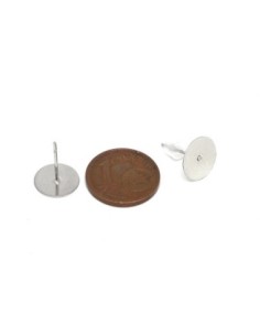 Support plateau puce de 10mm pour boucles d'oreilles en acier inoxydable argenté 2
