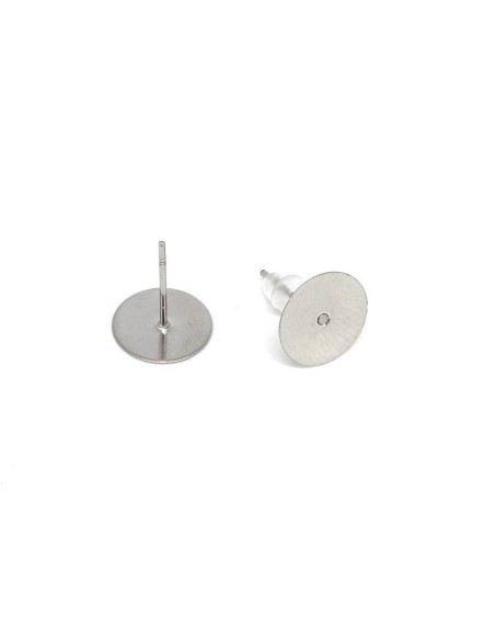 Support plateau de 10mm pour boucles d'oreilles en acier inoxydable argenté