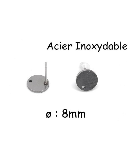 Clou puce de boucles d'oreilles en acier inoxydable argenté forme sequin