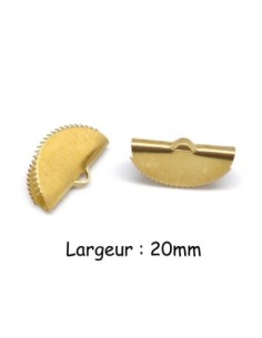 Embout griffe arrondi 20mm serre ruban, pompon, galon frange en métal doré laiton