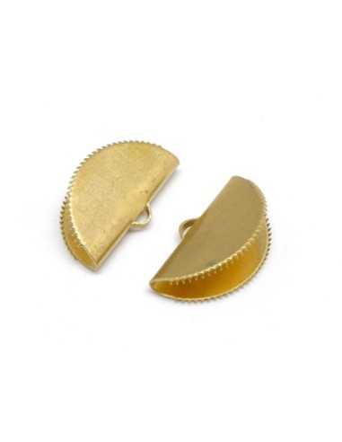 Embout griffe finition courbe 25mm serre ruban, pompon, galon frange en métal doré laiton
