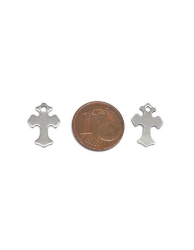 Charm croix en métal argenté acier inoxydable 15mm