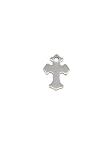 Pendentif croix en métal argenté acier inoxydable 15mm