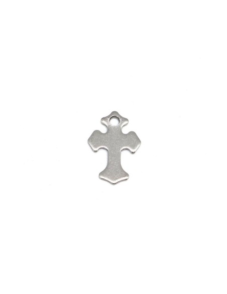 Pendentif croix en métal argenté acier inoxydable 15mm