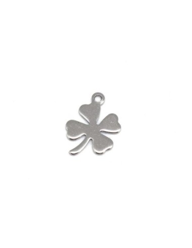 Charm trèfle à 4 feuilles argenté en acier inoxydable porte bonheur 12mm
