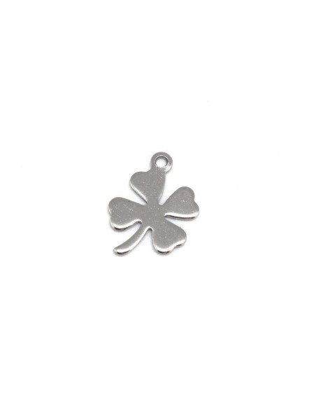 Charm trèfle à 4 feuilles argenté en acier inoxydable porte bonheur 12mm