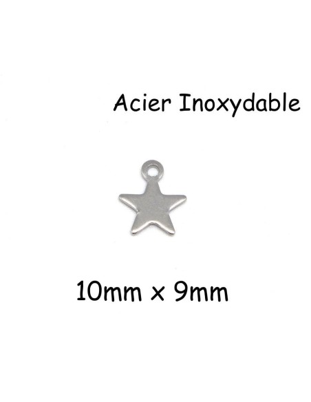 Breloque étoile argenté en acier inoxydable
