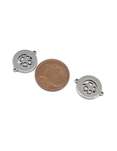 Connecteur porte bonheur en métal acier inoxydable argenté