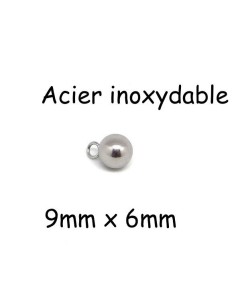 Petite breloque boule, ronde, bille en acier inoxydable argenté