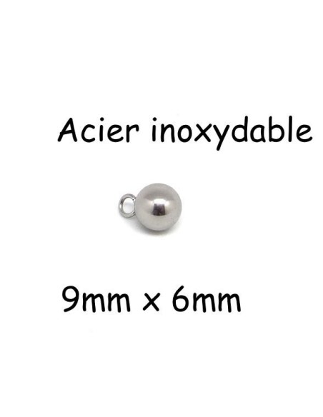 Petite breloque boule, ronde, bille en acier inoxydable argenté